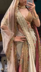 Hand-Embellished Scalloped Saree