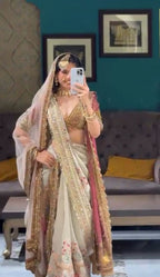 Hand-Embellished Scalloped Saree