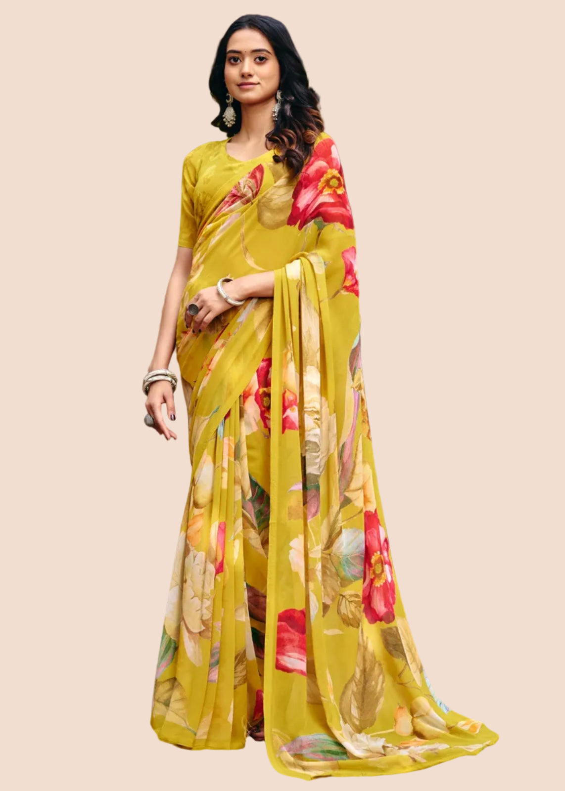 Yellow Summer Georgette Saree Main image