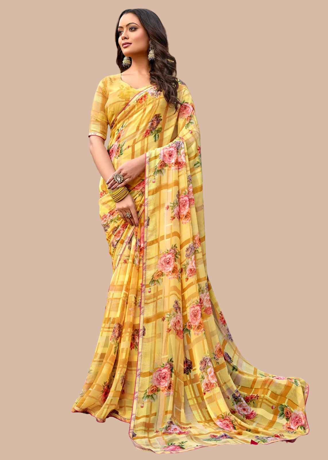 Yellow sun Summer Georgette Saree
