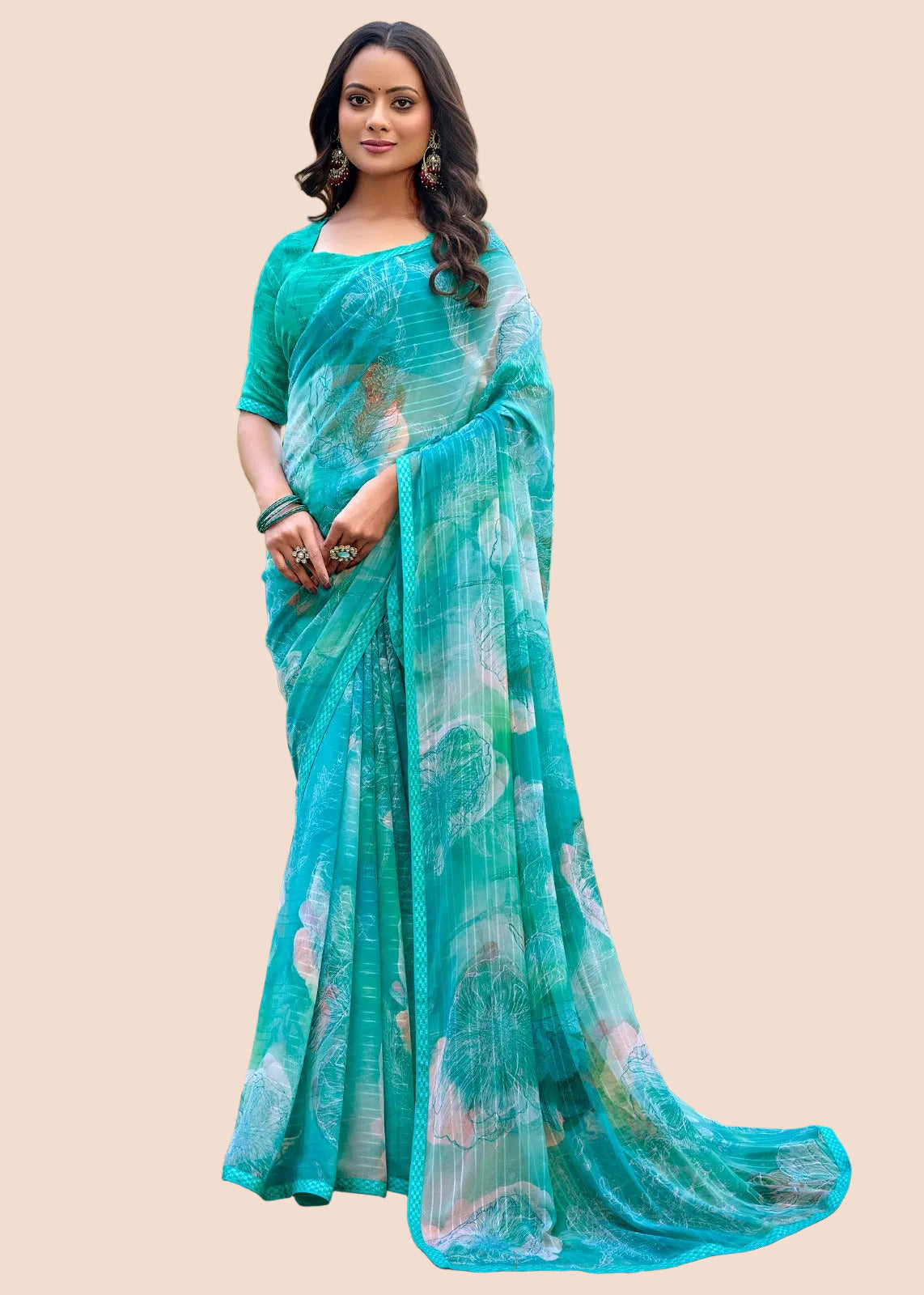 Water blue Ethereal Summer Georgette Saree Main image