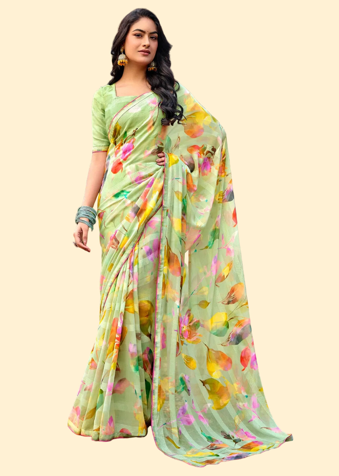 Light green Ethereal Summer Georgette Saree