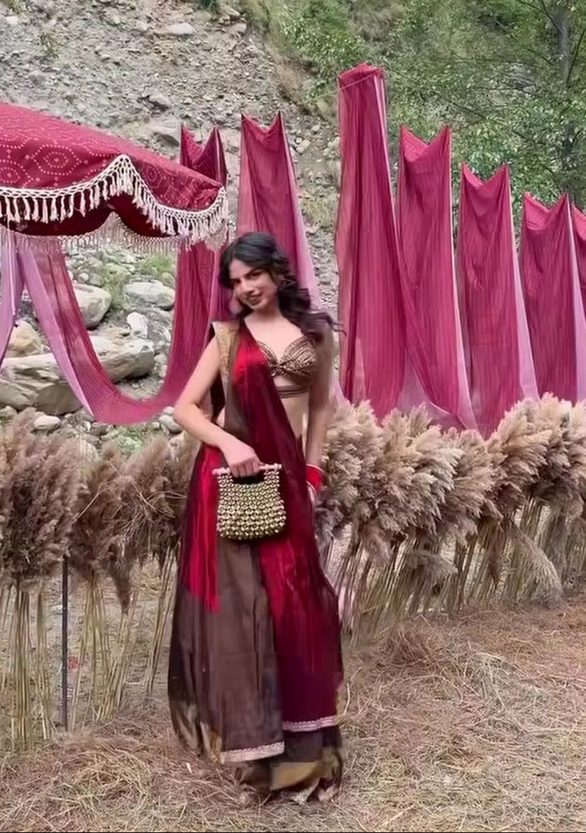 The Imperial Merlot & Mocha Dual-Tone Saree