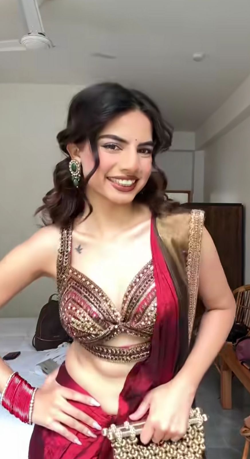 The Imperial Merlot & Mocha Dual-Tone Saree