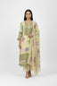 Floral Printed Suit with Olive Lace Accents