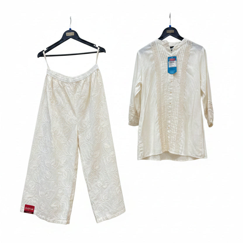 Ivory Lace-Embellished Tunic & Palazzo Set Secondary image