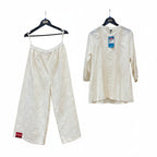 Ivory Lace-Embellished Tunic & Palazzo Set