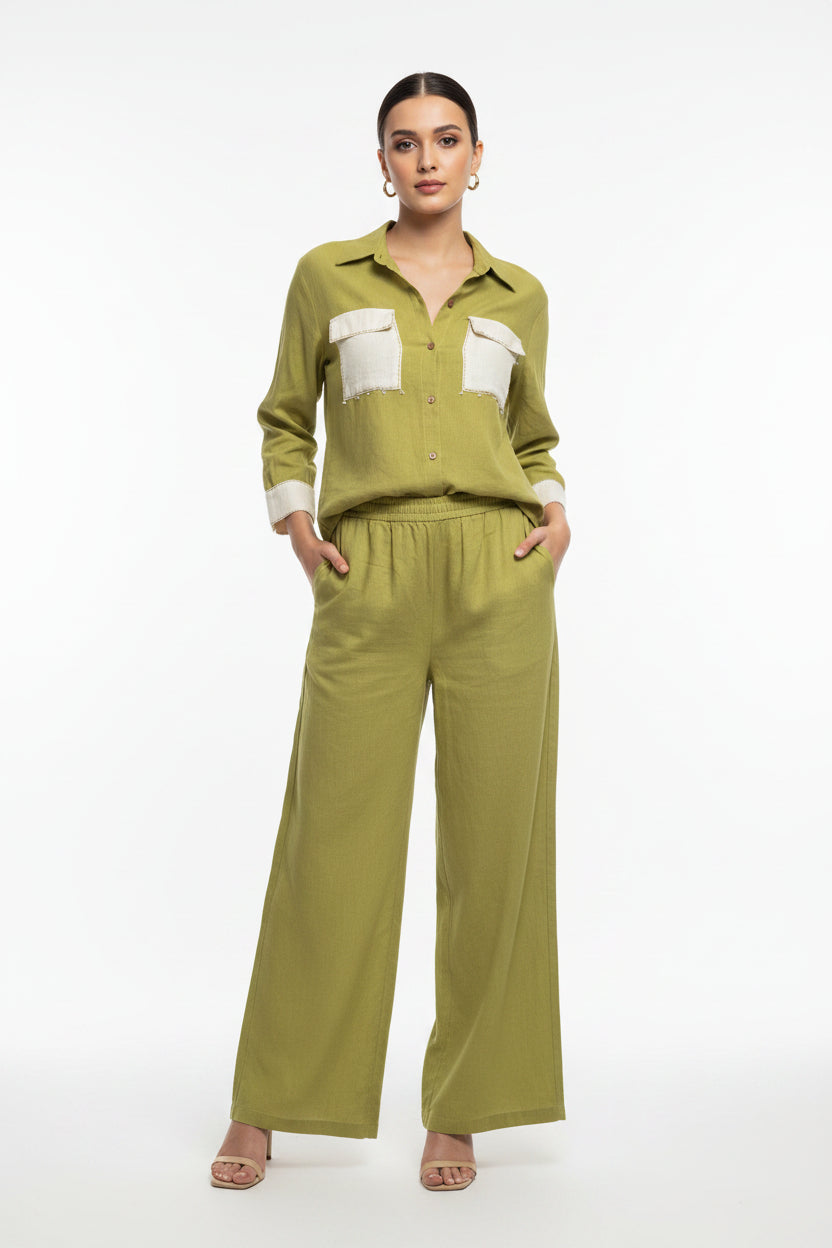 Linen Shirt & Wide-Leg Trouser Set Main image