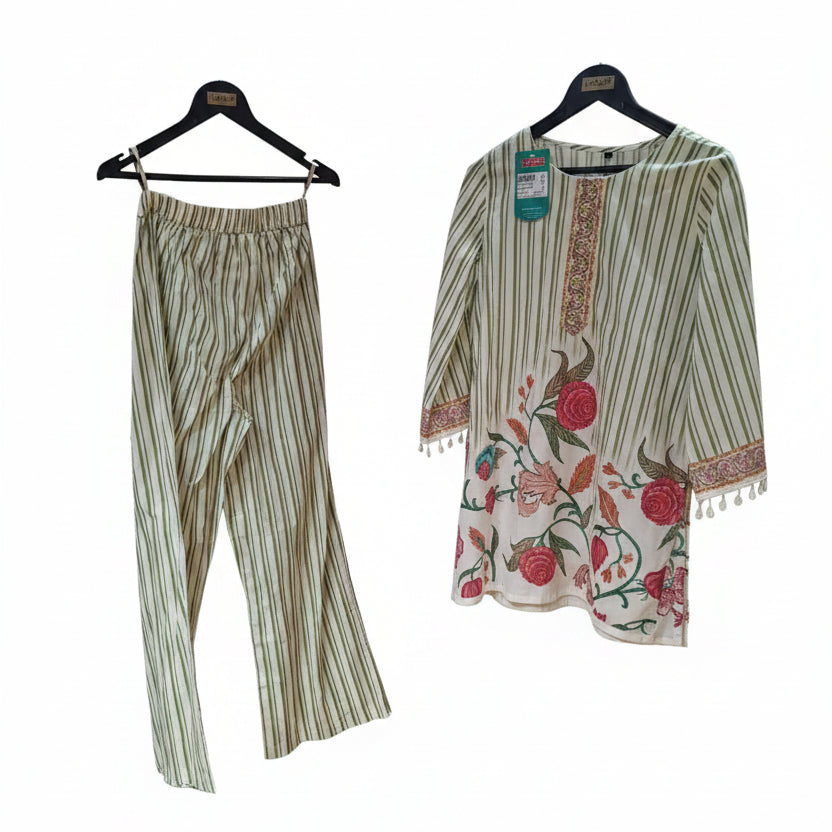 Sage Green Lehariya Printed Co-ord Set