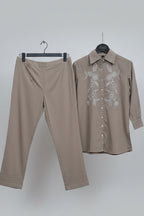 Floral-Embroidered Shirt & Trouser Set