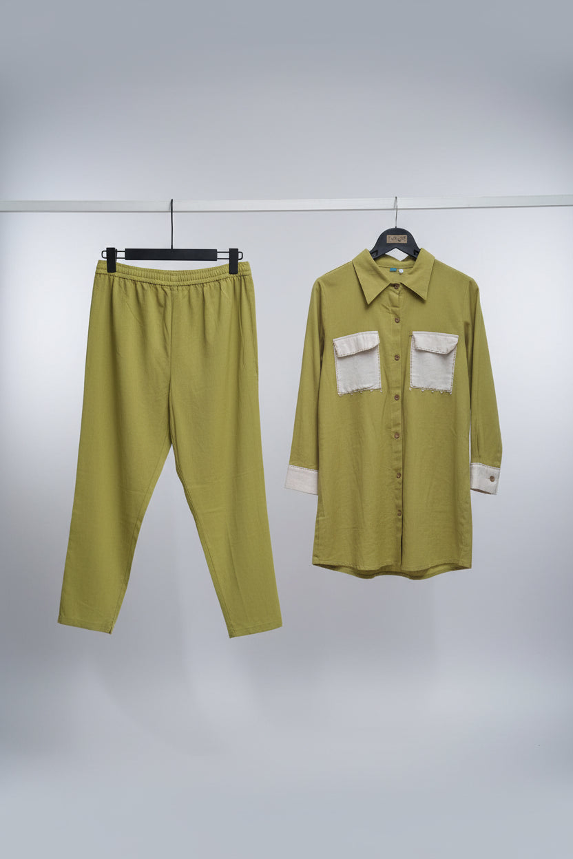 Linen Shirt & Wide-Leg Trouser Set