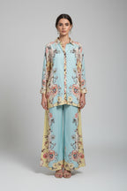 Sky Blue Pastel Floral Printed Co-ord Set