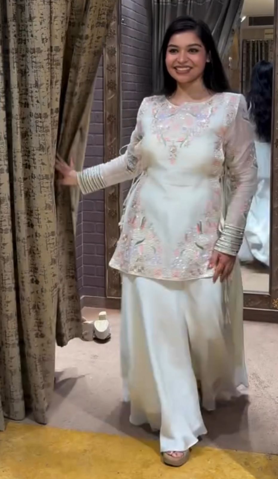 Pastel Embroidered Ivory Sharara Suit Main image