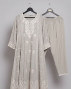 Steel Grey Hand-Embroidered Suit Set
