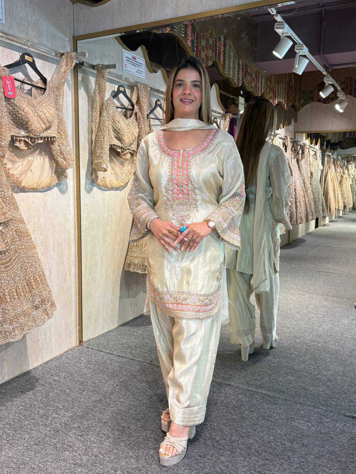 Ivory Tissue Silk Salwar Suit