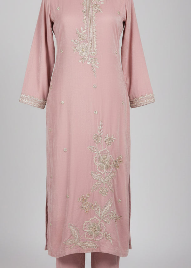 Pink Silk Chanderi Suit Set