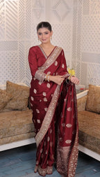 Deep Maroon Silk Saree