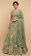 Sage Flora: Hand-Embroidered Silk Lehenga Set