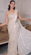 Ivory Sequin-Encrusted Pre-Draped Saree