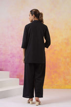 Midnight Onyx Palm Embroidered Co-ord Set