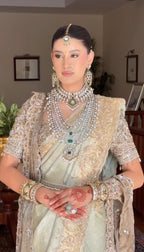 Imperial Pista Antique Gold Heritage Saree