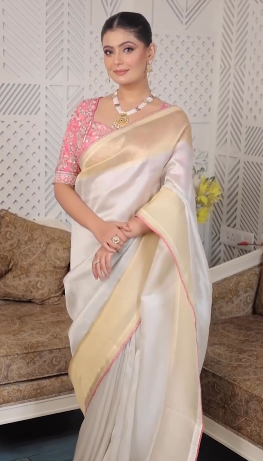 Elegant Silk Saree with Embroidered Blouse Main image