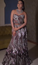 Enchanted Mauve and Metallic Silver Cocktail Lehenga