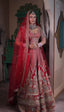 Crimson Red Hand-Embroidered Bridal Lehenga