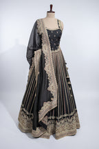 Regal Black and Gold Embroidered Lehenga Choli