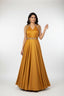 Brocade Anarkali Gown with Embroidered Shoulder Accents
