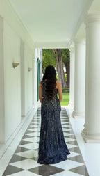 Midnight Blue Embroidered Gown