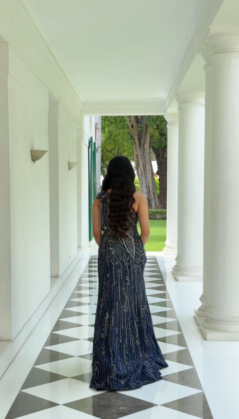 Midnight Blue Embroidered Gown