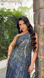 Midnight Blue Embroidered Gown