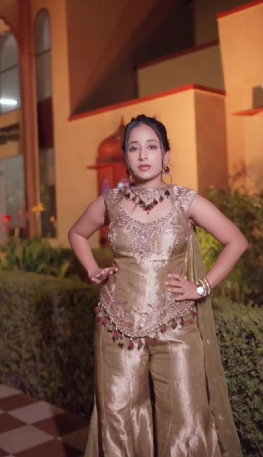 Metallic Embroidered Sharara Set