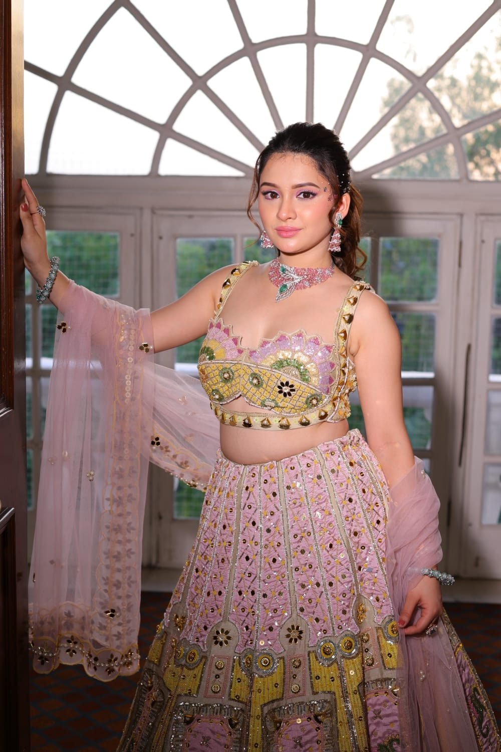 Whimsical Pastel Embroidered Lehenga Choli Set