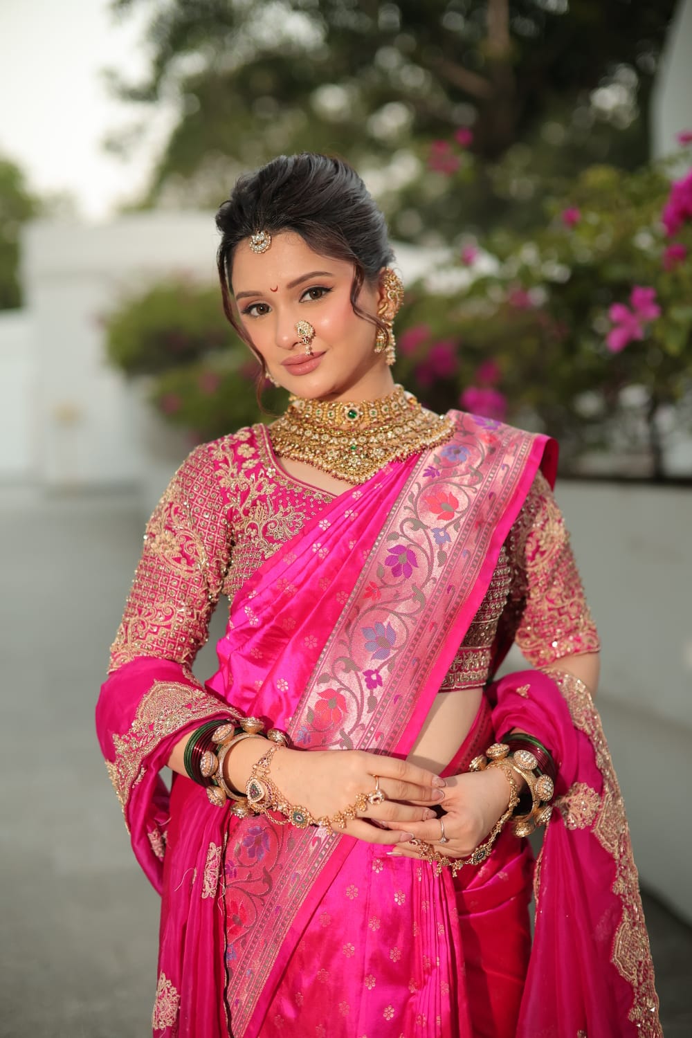 Royal Rani Pink Banarasi Silk Saree Secondary image