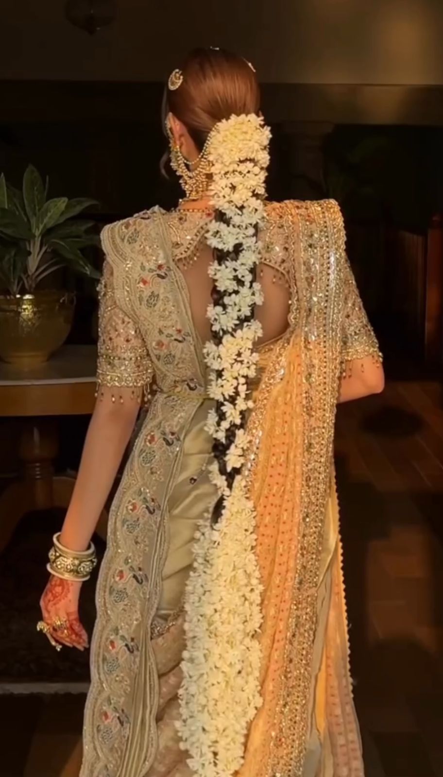 Royal Ivory Gold Embroidered Saree Ensemble