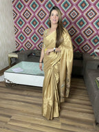 Elegant Antique Gold Tissue Silk Saree