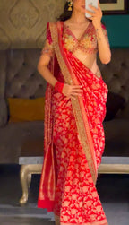 Imperial Crimson: Banarasi Silk Saree