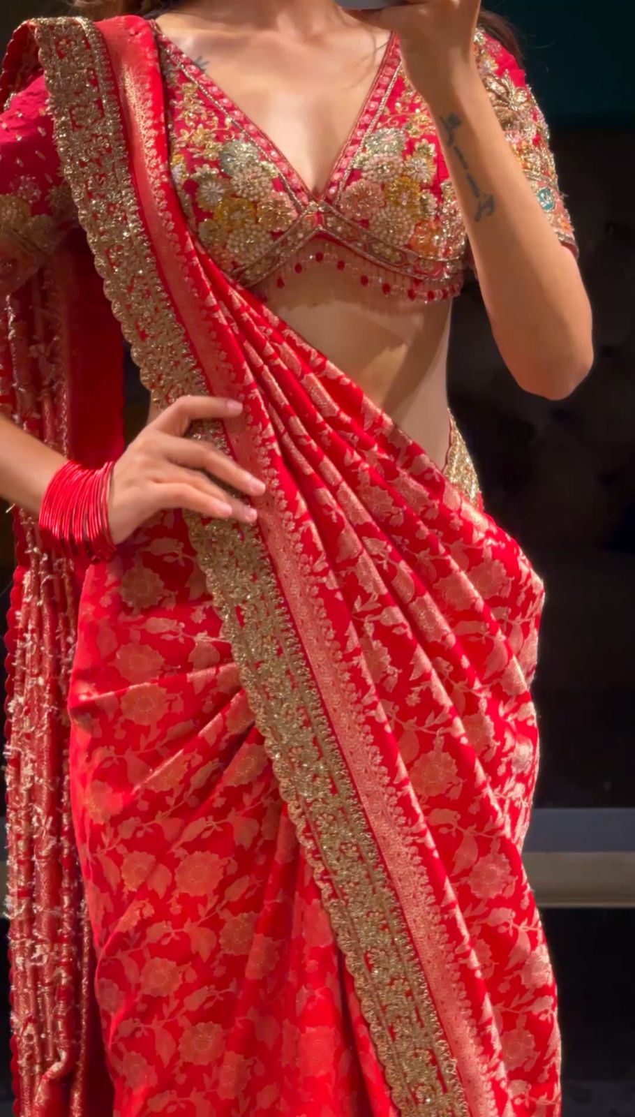 Imperial Crimson: Banarasi Silk Saree