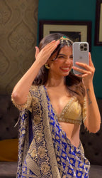 Royal Blue Brocade Silk Saree