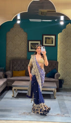 Royal Blue Brocade Silk Saree