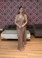 Chic Mocha Nude Lycra Drape Saree