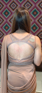 Chic Mocha Nude Lycra Drape Saree