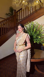 Champagne Gold Tissue Silk Saree