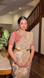 Champagne Gold Tissue Silk Saree
