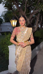 Champagne Gold Tissue Silk Saree