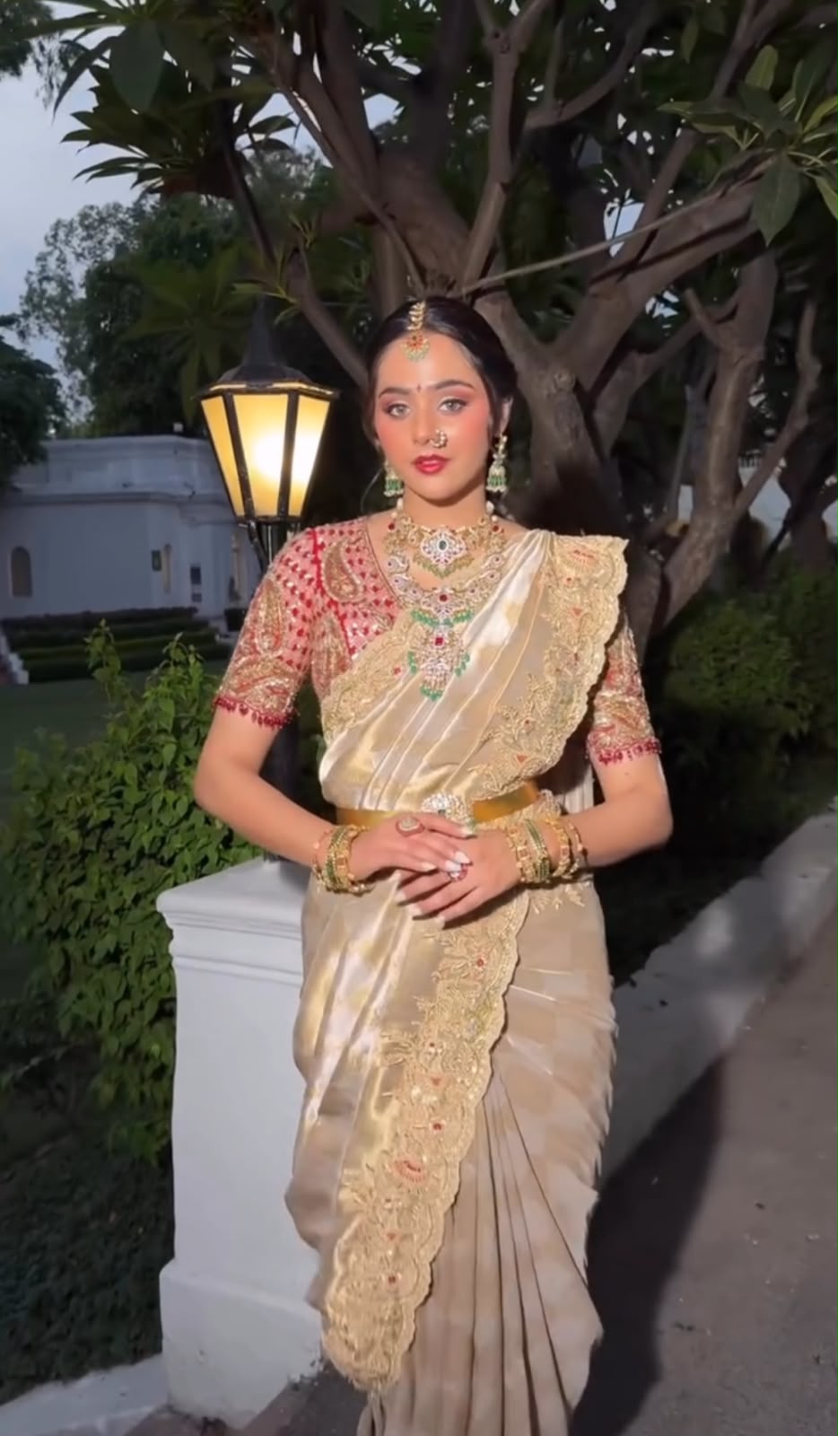 Champagne Gold Tissue Silk Saree