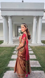 Regal Antique Gold Terracotta Banarasi Silk Saree