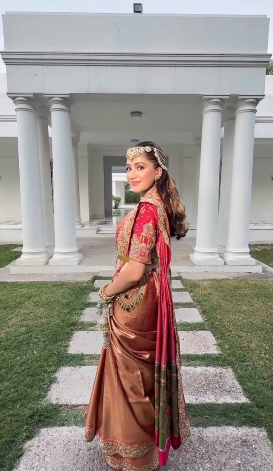Regal Antique Gold Terracotta Banarasi Silk Saree